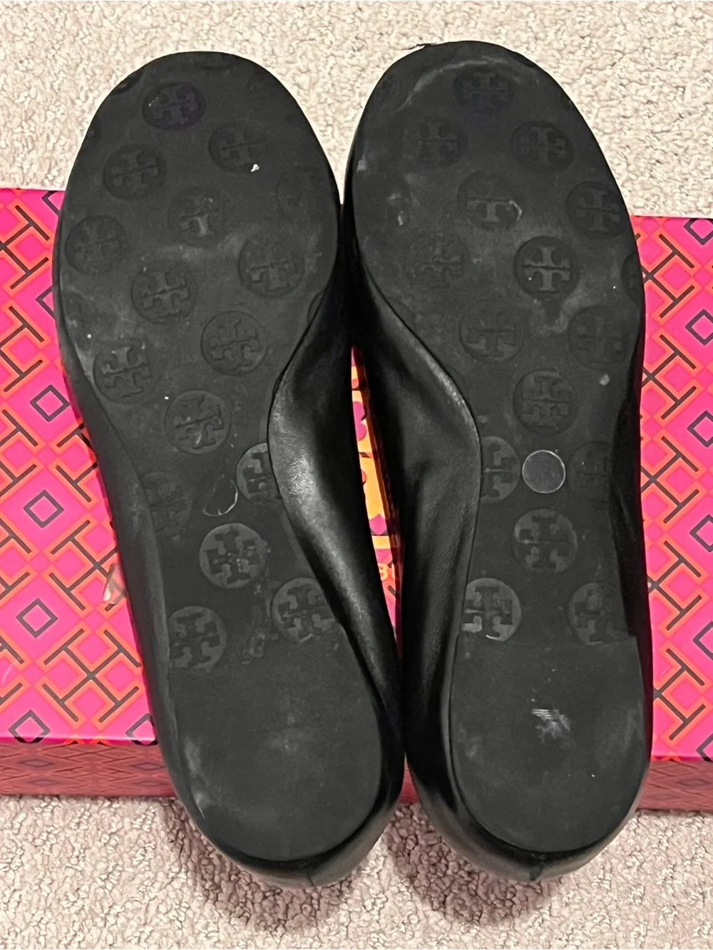 Tory Burch Black Leather Reva Flats